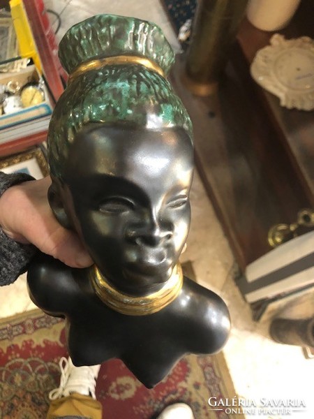 Art deco beautiful negro girl head, African woman, bust. 24 cm. In perfect condition!