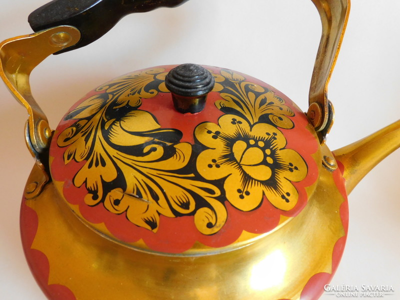 Vintage painted Russian aluminum teapot - 3 liters