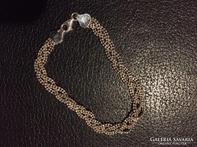 Italian 925 silver, pearl pattern, braided bracelet, marked (nb)