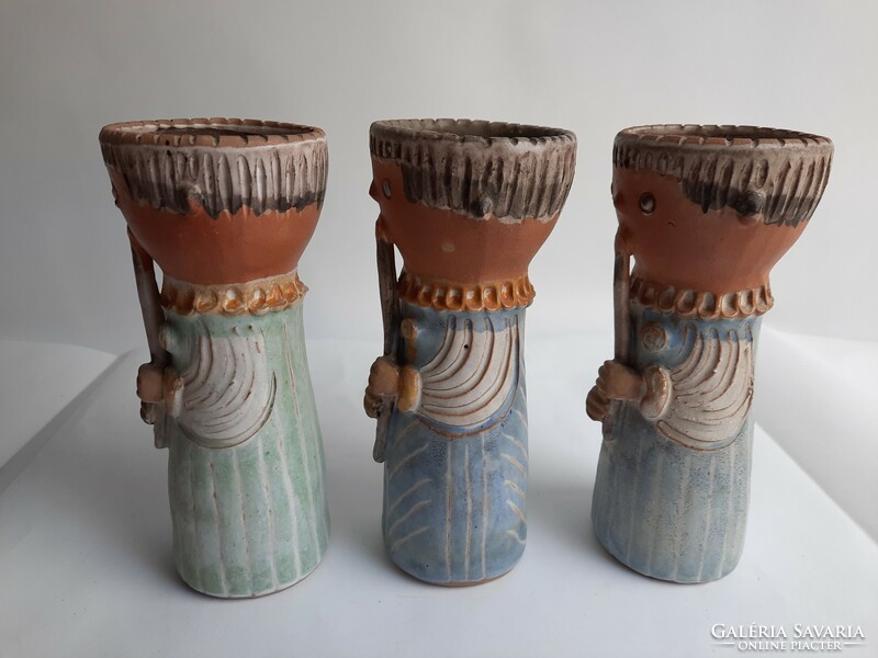 Kiss roóz ilona ceramic vases - 3 pieces in one set of furjuaring girls - old marked