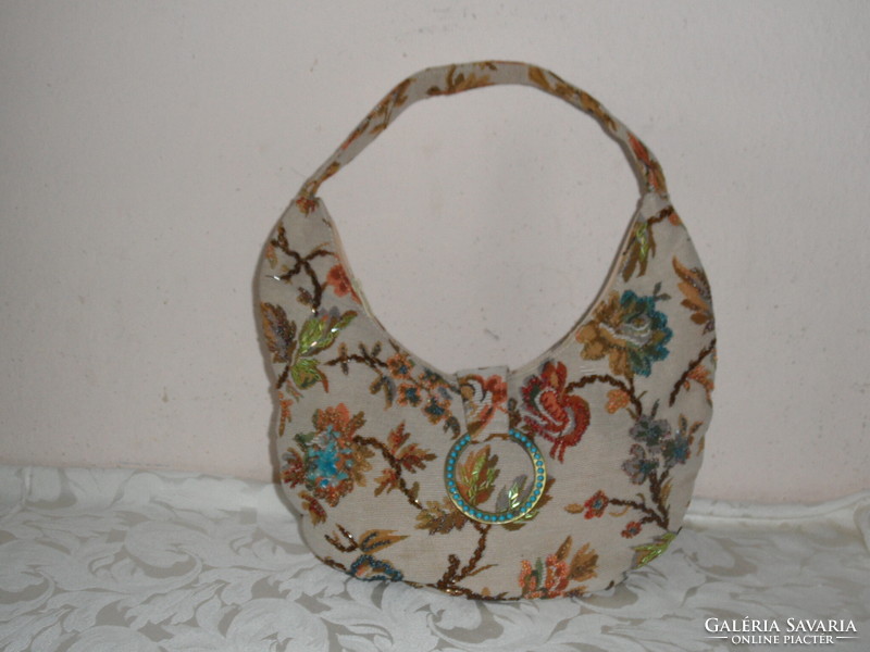 Patterned, beaded textile women's bag, shoulder bag