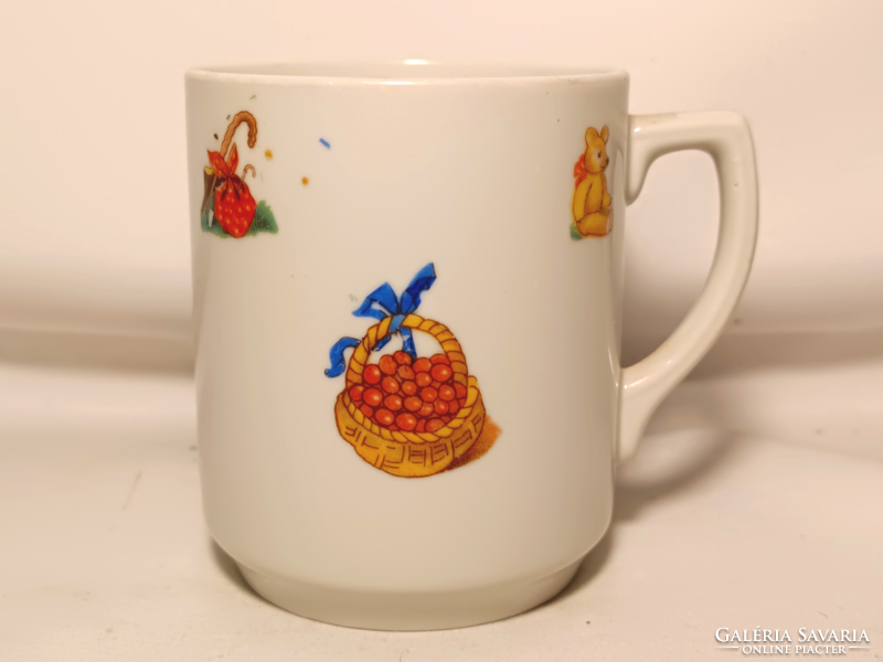 A rare Köbány porcelain fairy tale scene mug