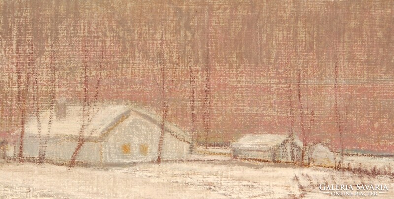 Béla Gyula Almási (1908-1975): winter in the Vásárhely border - large-scale painting, in original framing