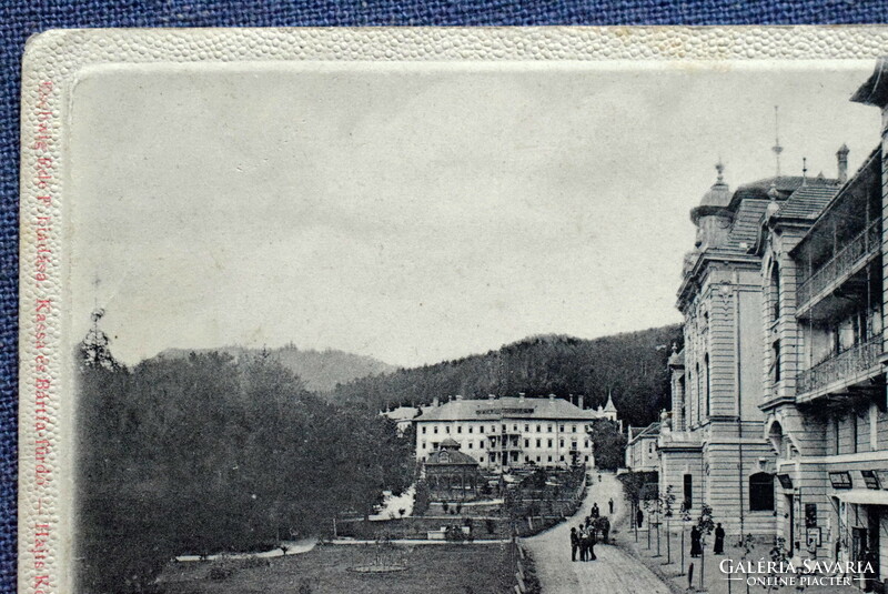 Bártfafürdő - promenade, Deák Hotel, Queen Elizabeth Hotel - photo postcard around 1900