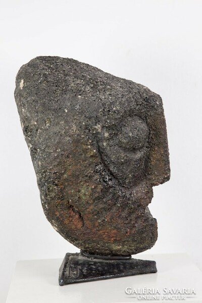 Jenő Murai (1918 - 1989): head - stone statue - 5364