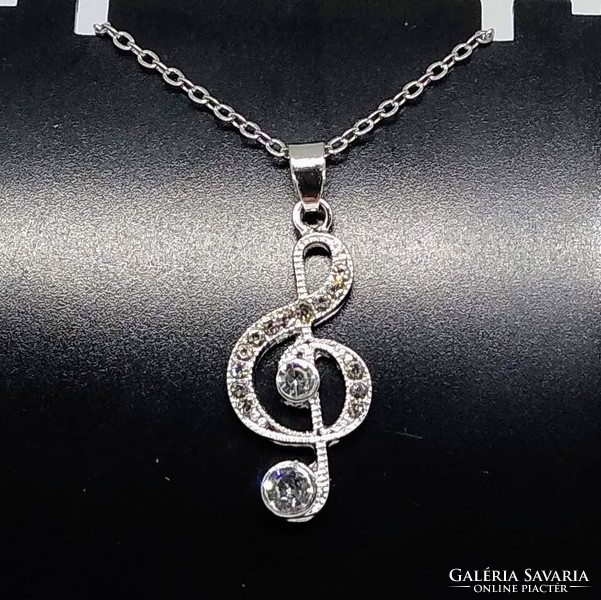 Silver-plated necklace with clear crystal violin case pendant 253