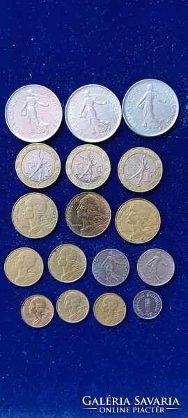 17 db régi francia pénzérme 1965-1990