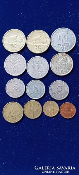 13 db régi görög pénzérme 1973-1988