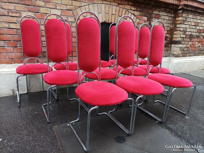 Extra 12-piece set, bauhaus style, chromed steel frame chairs