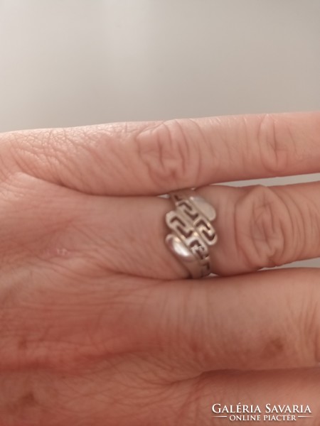 Old silver handmade ring with Greek pattern for sale!