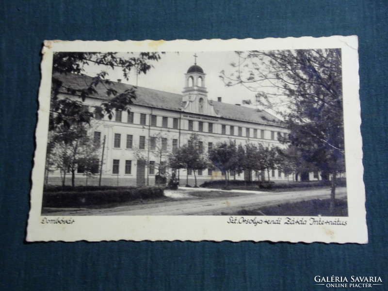 Postcard, hilltop castle, Saint Orsolya convent boarding school detail, view