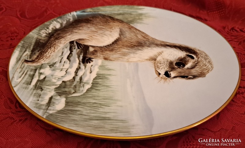 Vidrás dísztányér, vadászos porcelán tányér (L4460)