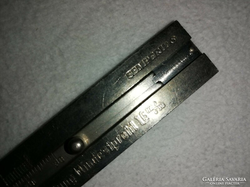Rare metal, semperite rubber profile depth gauge in its original holder