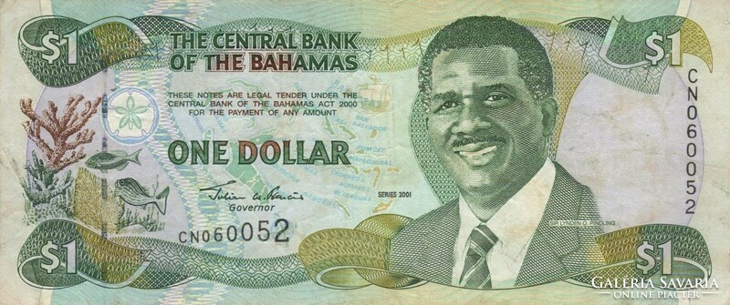 1 Dollar Bahamas 2001 j.W.Francis signature