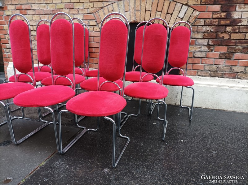 Extra 12-piece set, bauhaus style, chromed steel frame chairs