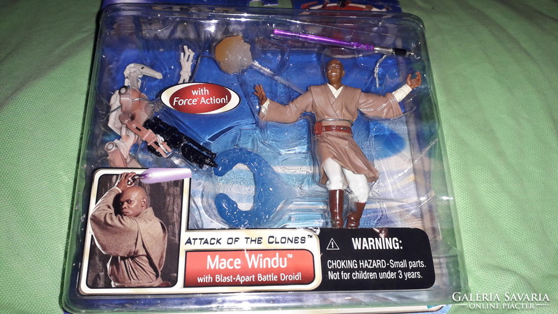 Collectors vintage star wars mace windu and battle droid hasbro figure toy set with unopened box
