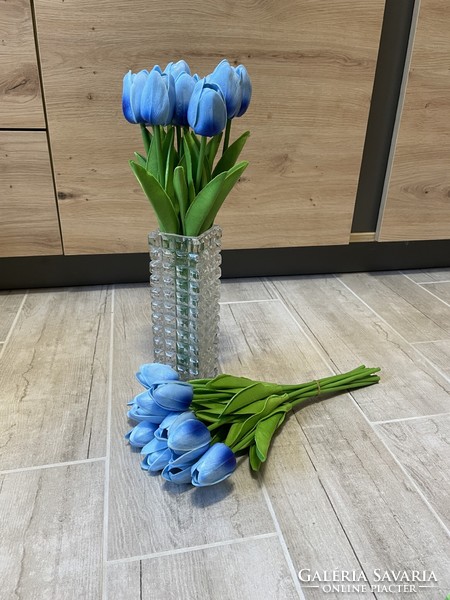 Gyönyörű élethű  kék  gumi habgumi tulipán csokor tulipánok virág növény lakásdekoráció