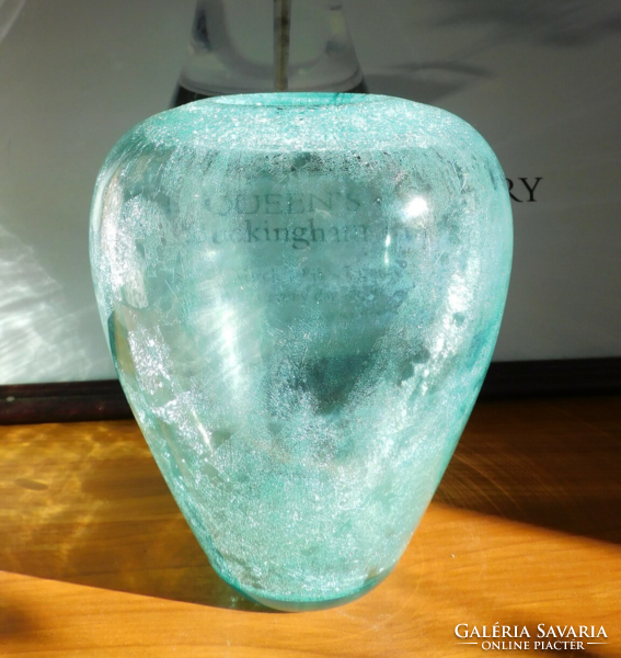 For buyer Ericwolf - 17.5 cm turquoise blue veil glass vase, rare form