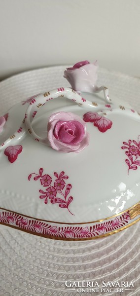 Herend Appony pattern bonbonier (large, flawless rose petals)