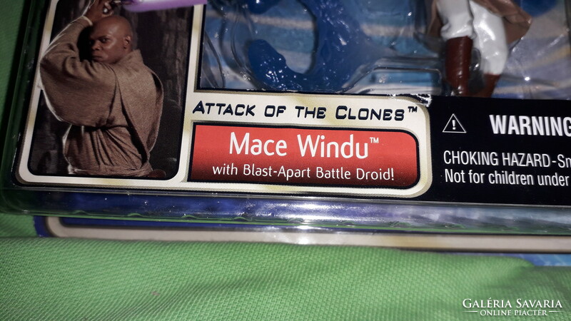 VINTAGE STAR WARS MACE WINDU és Battle Droid HASBRO figura játék szett BONTATLAN dobozával GYŰJTŐI