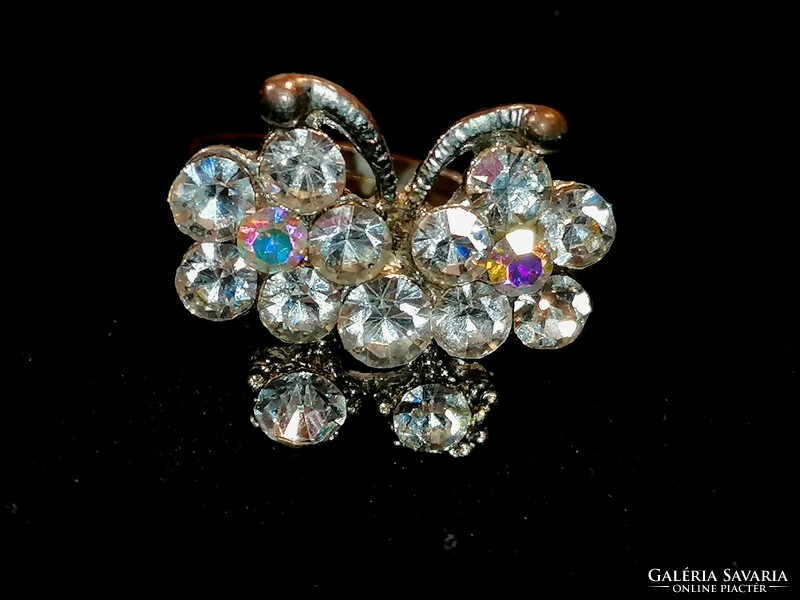 Rings butterfly, red and blue rhinestones (1148)