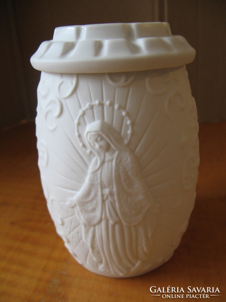 Virgin Mary of Guadalupe, Mexico, biscuit porcelain candle holder party lite