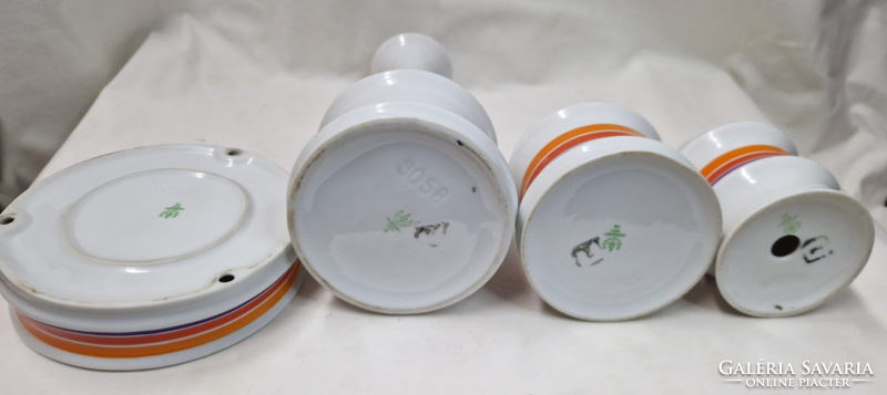 Hollóházi retro porcelán 4 darabos asztali szett hibátlan állapotban egyben eladó