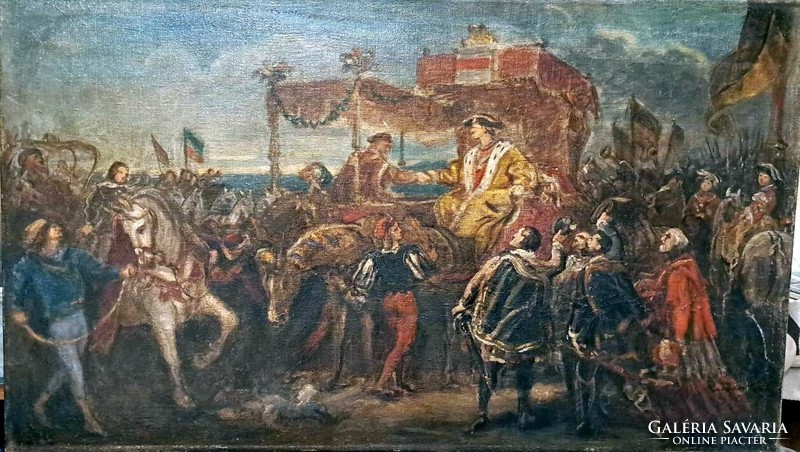 Antique painting, after the battle. Painting.