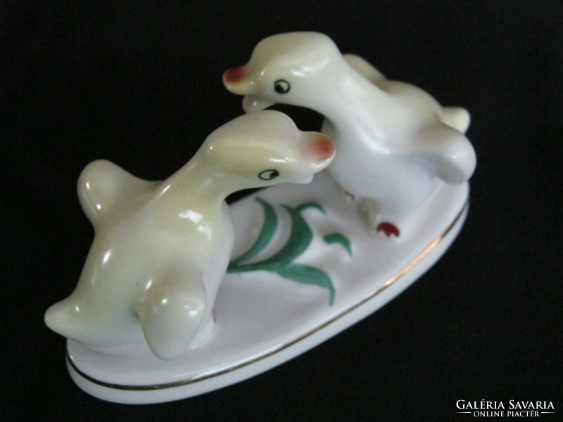Porcelain duck pair of ducklings