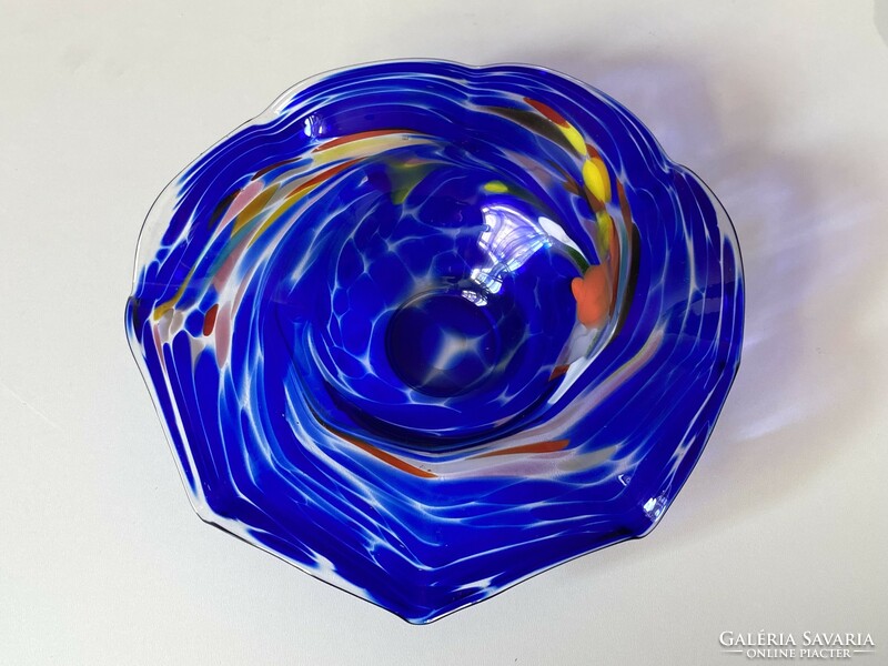 Colorful wavy line retro design center serving bowl 29 cm