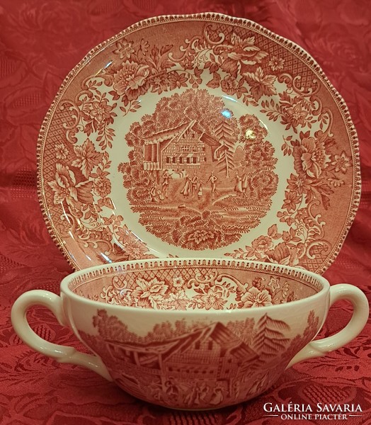 English porcelain soup cup with plate (l4472)
