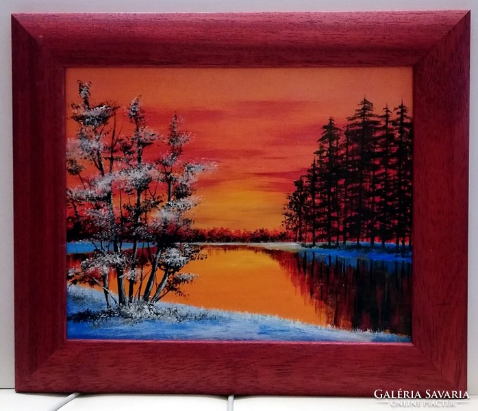 Cinnabar - winter art deco (24 x 30, acrylic, in a new frame)