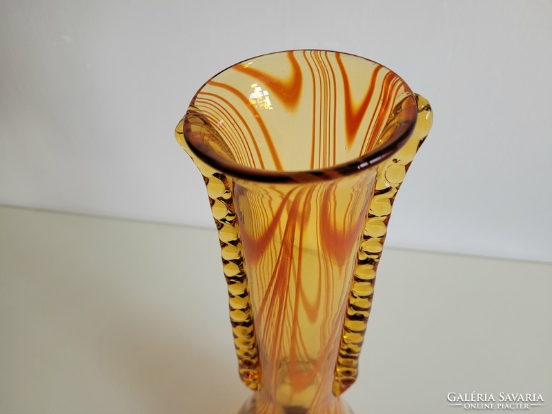 Retro narancs színű nagy üvegváza váza 41,5 cm