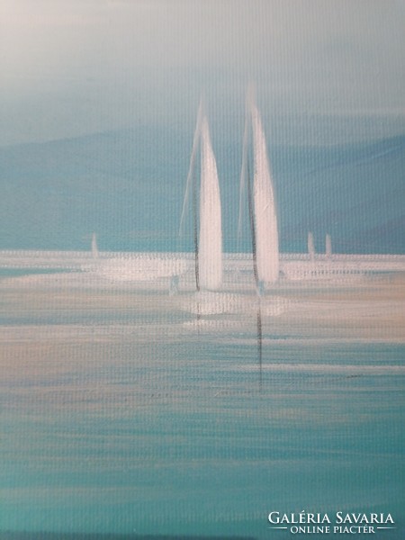 Balaton sailboats painting 40x40 cm