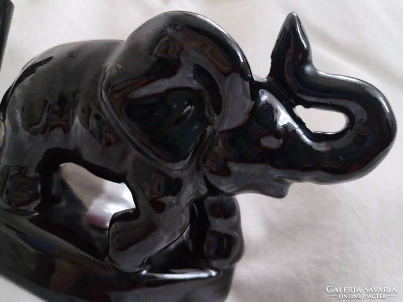 Glazed elephant - ceramic, desk stationery holder