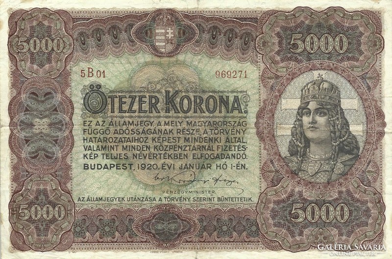 5000 Korona 1920 original condition 3. Very nice