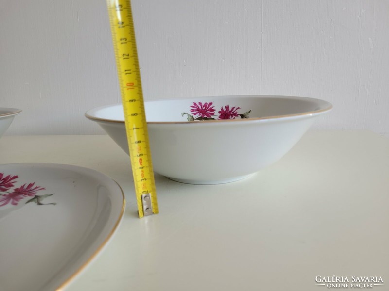 Old retro lowland porcelain large bowl with flower pattern 3 pcs