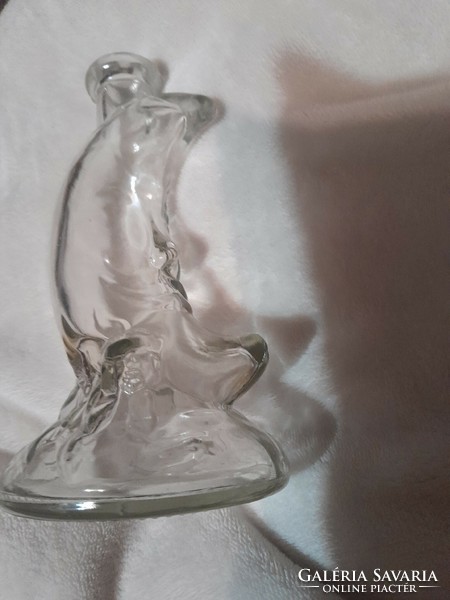 Üveg hold alakú váza angyalkás