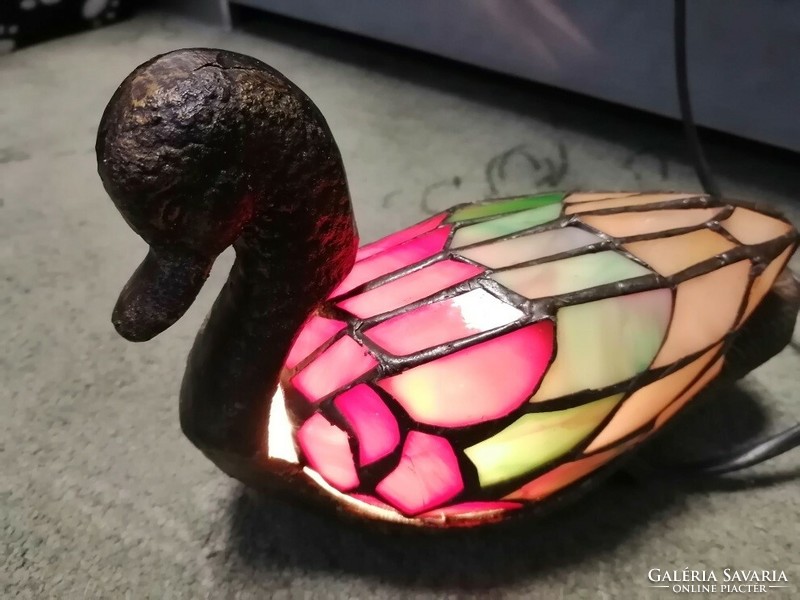 Old copper colored stained glass duck-shaped lamp mood lamp