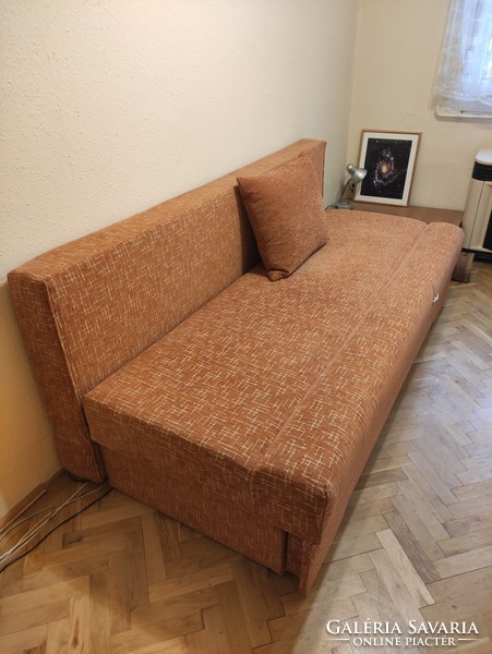 Open sofa with orange geometric pattern furniture fabric