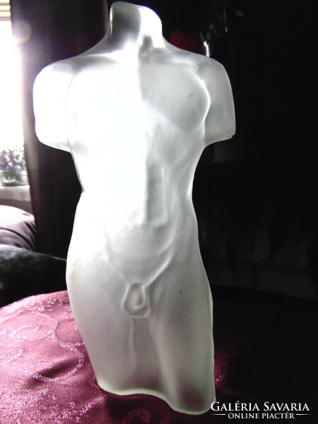 Molded glass male torso, nude