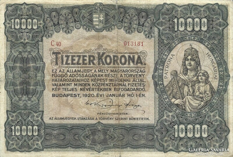 10000 korona 1920 eredeti állapot 1.