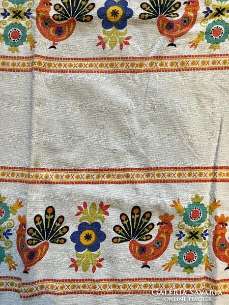 Retro rooster, peacock tablecloth, curtain, textile, material