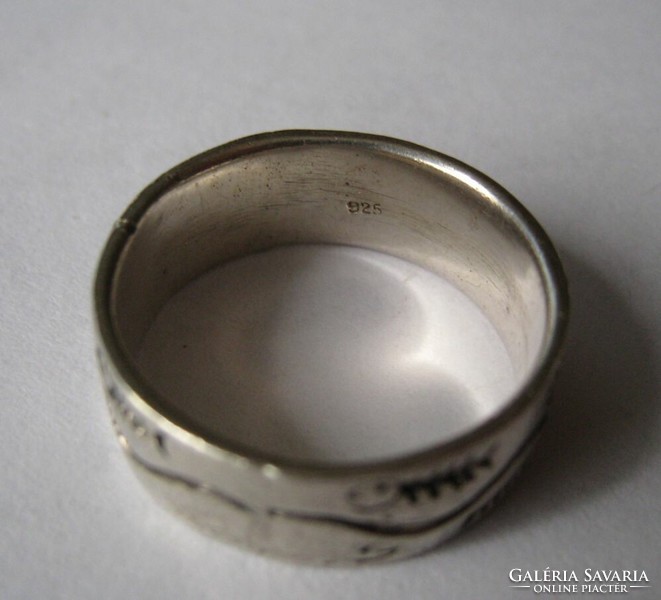 Retró ezüst gyűrű halcsontváz mintákkal
