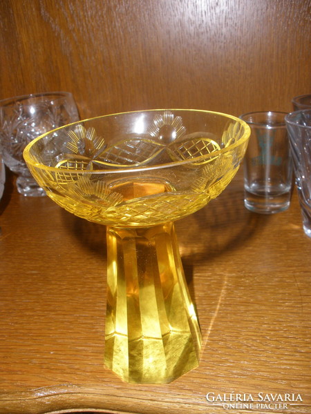 Honey and amber heavy cut liqueur glasses