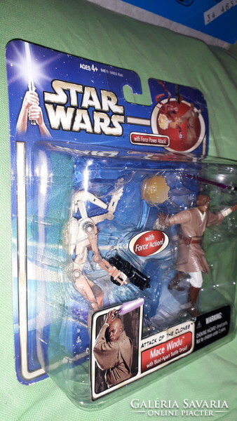 Collectors vintage star wars mace windu and battle droid hasbro figure toy set with unopened box