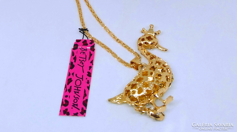 Betsey Johnson 3D Clear Crystal Duck Sweater Necklace