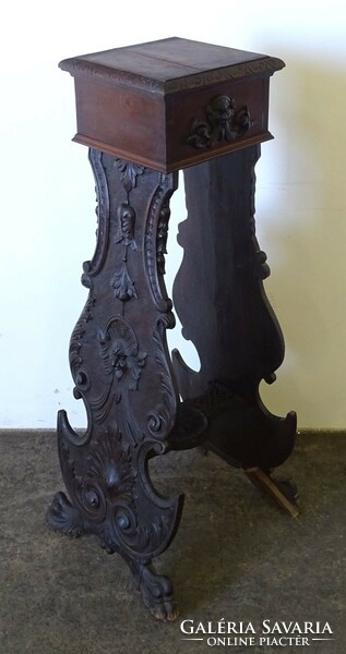 1Q148 antique carved faun head statue holder pedestal 126 cm