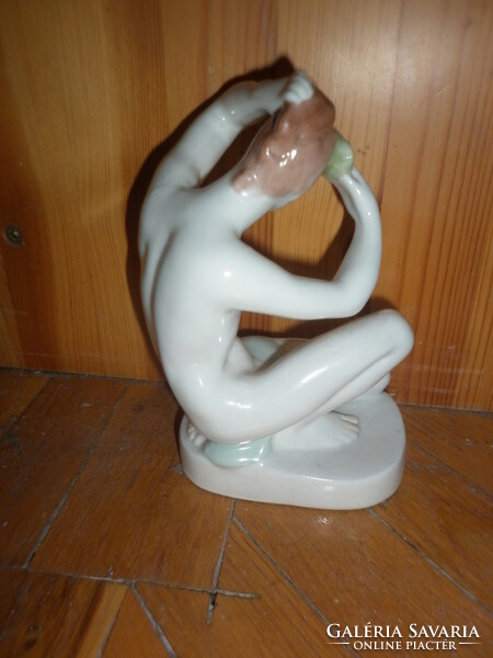 Old aquincum porcelain figure female nude