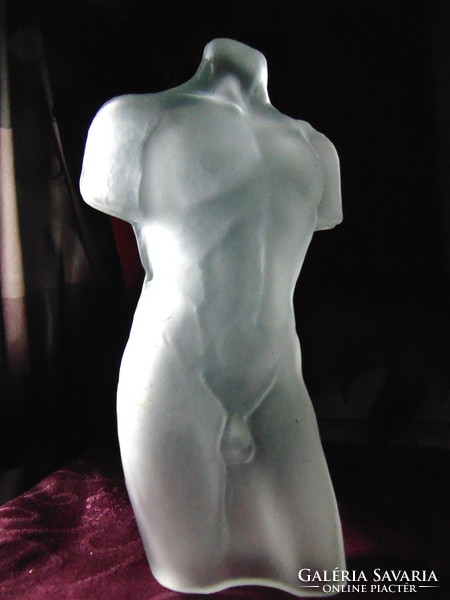 Molded glass male torso, nude